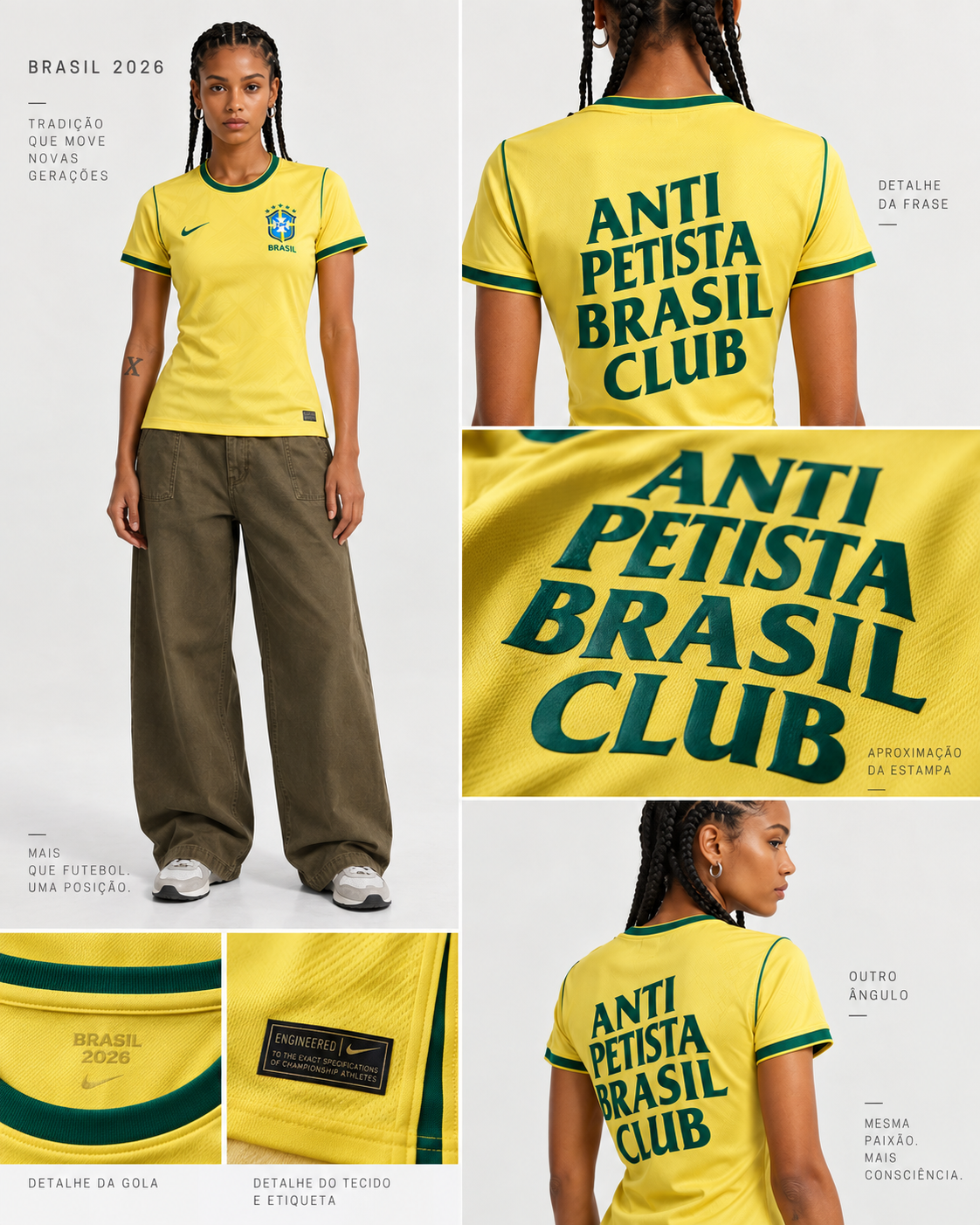 Camisa Feminina Anti Petista Brasil Club